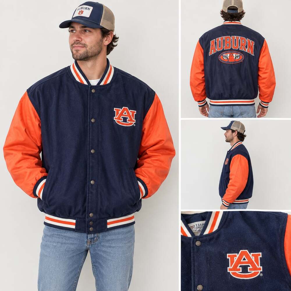 Steve & Barry's Vintage Auburn Tigers Varsity letterman Bomber Jacket Large y2k